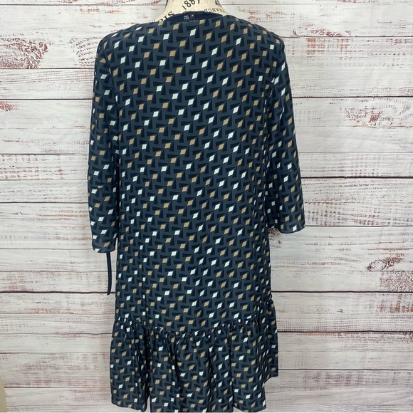 Lafayette 148 New York Ana Grace drop waist gliding‎ Geo print size medium Dress - Picture 10 of 11